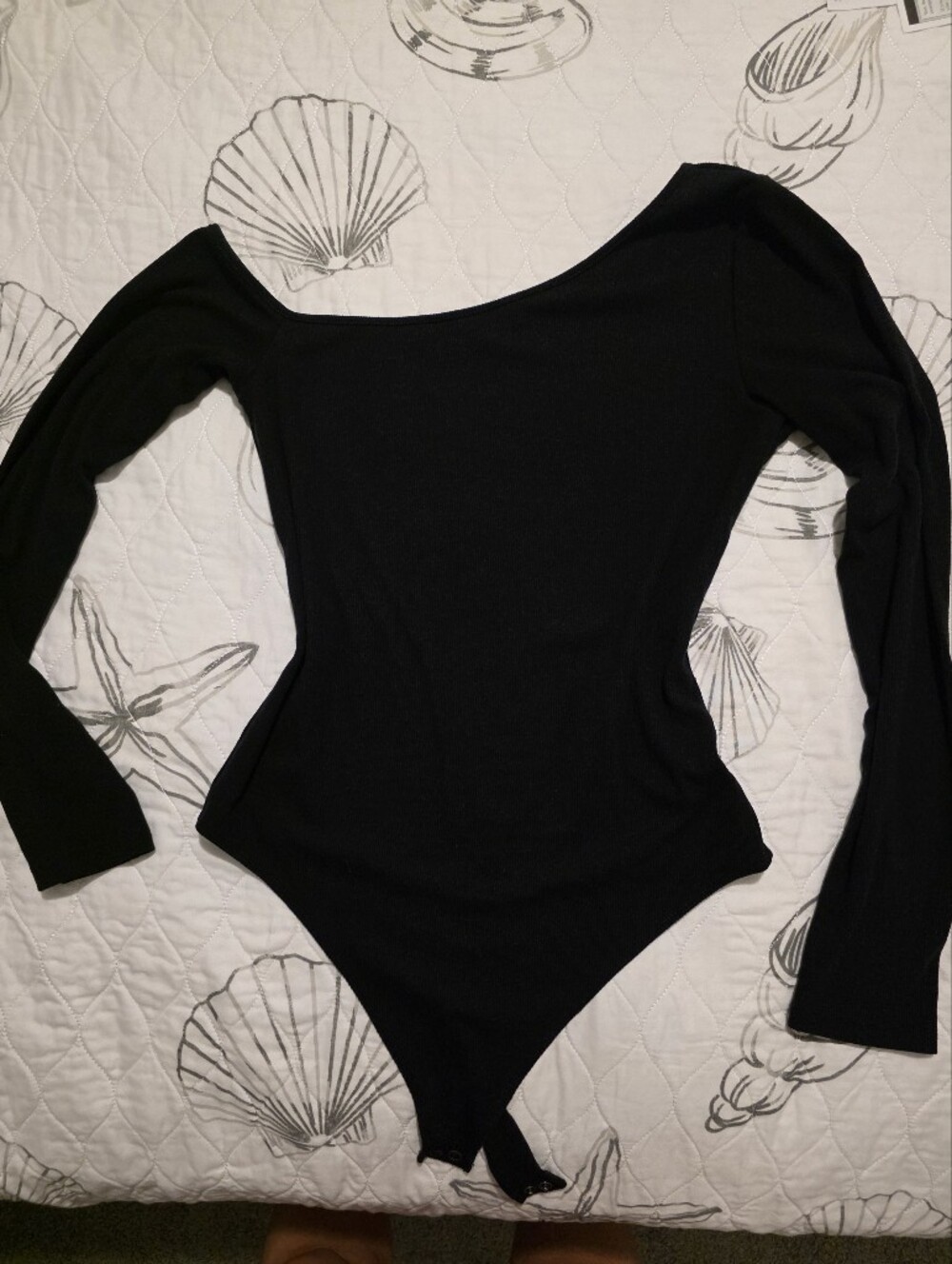 American Eagle Outfitters Black Long-Sleeve One-Piece Bodysuit